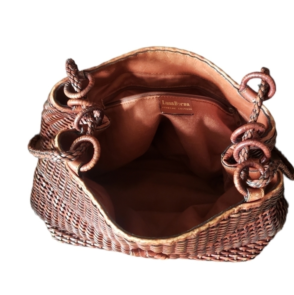 HP. Luna Borsa Genuine Leather Wicker Bag - Picture 7 of 16